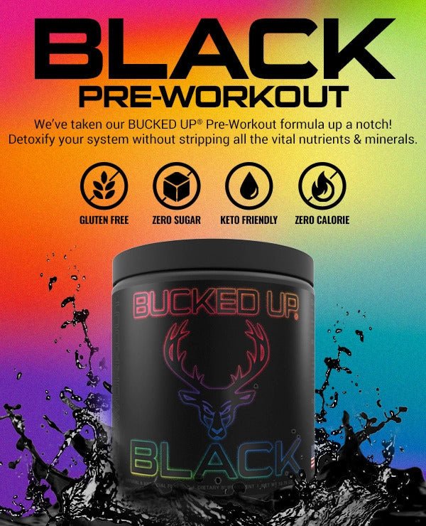 Bucked Up - Black Pre Workout 30 Serve - Supplements - Deer Candy (Grape-Strawberry) - The Cave Gym
