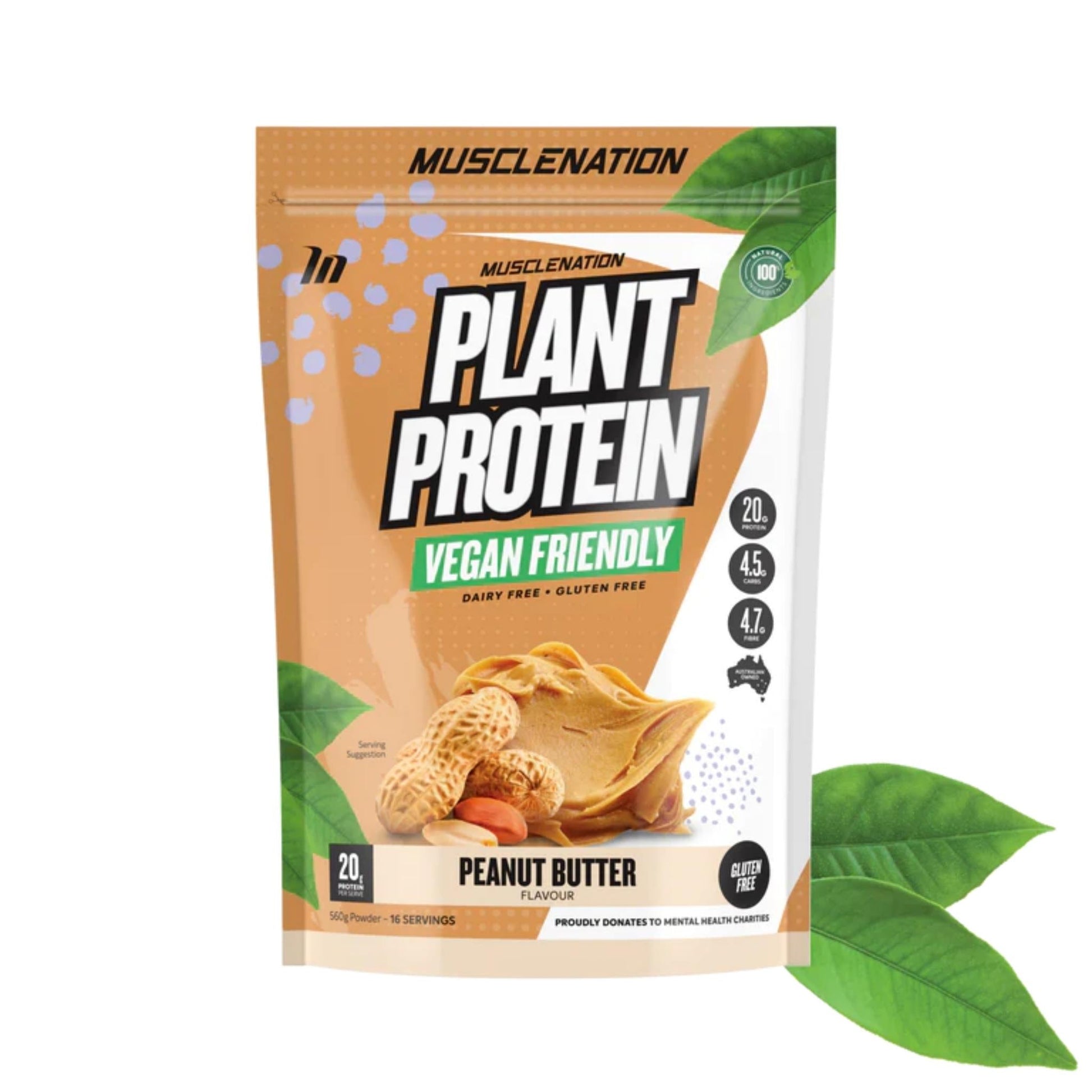 Muscle Nation - 100% Natural Plant Based Protein - Supplements - Peanut Butter - The Cave Gym