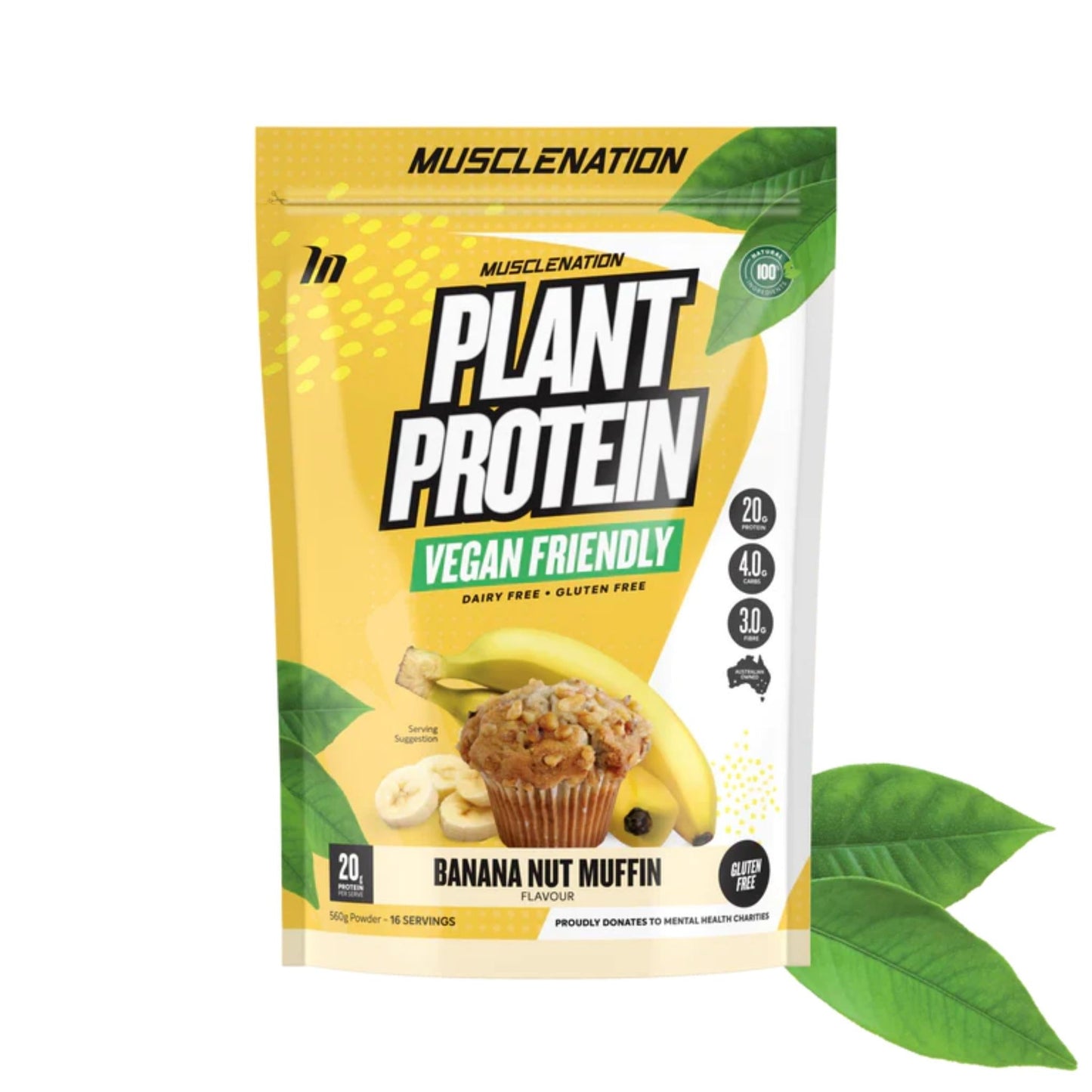 Muscle Nation - 100% Natural Plant Based Protein - Supplements - Banana Nut Muffin - The Cave Gym