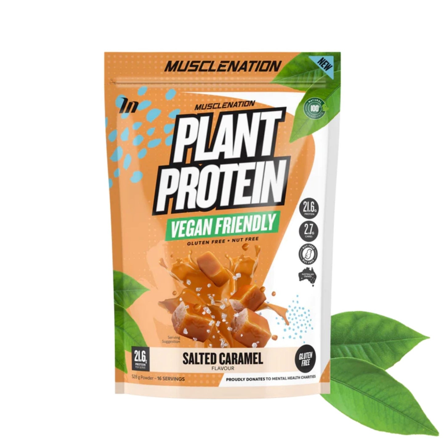 Muscle Nation - 100% Natural Plant Based Protein - Supplements - Salted Caramel - The Cave Gym