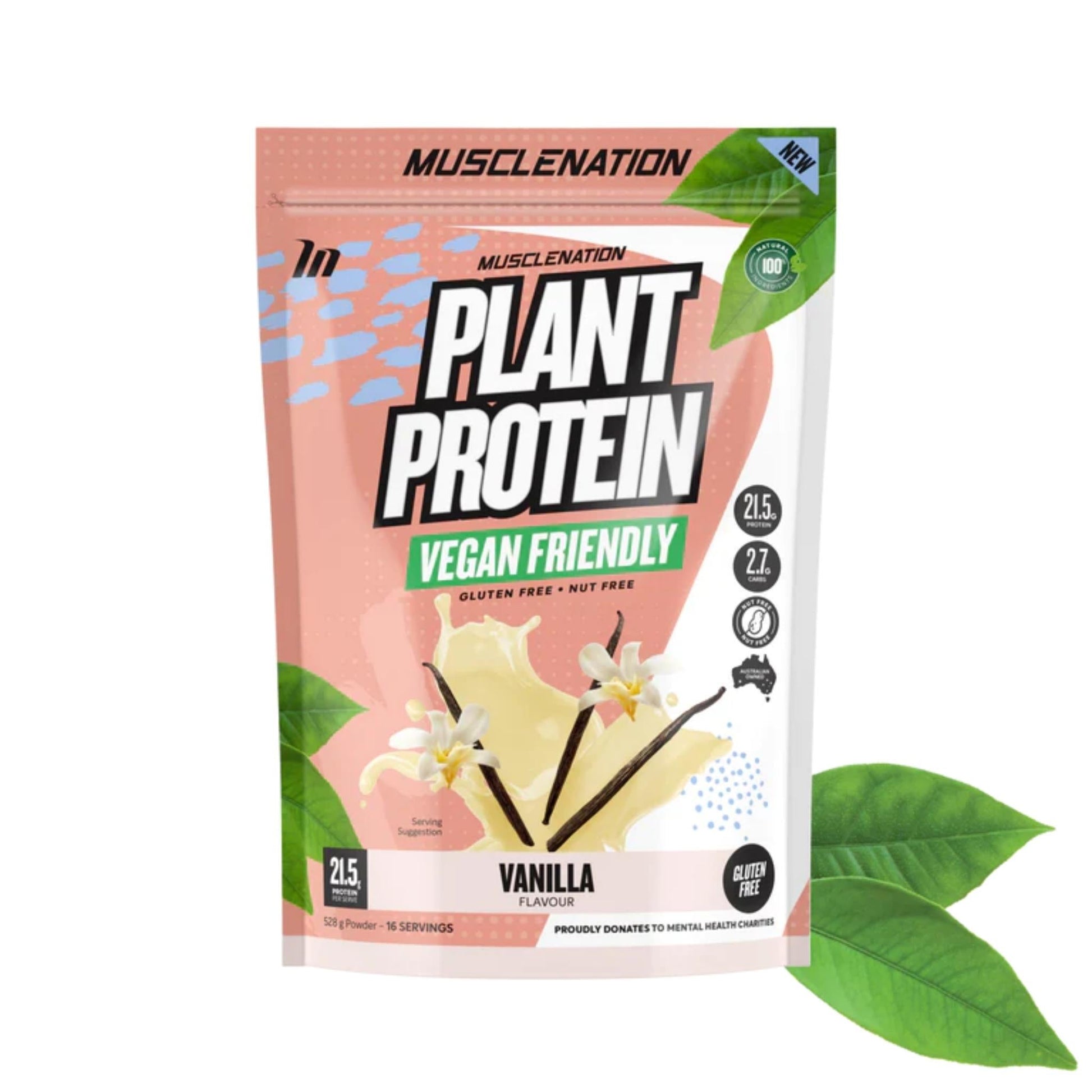 Muscle Nation - 100% Natural Plant Based Protein - Supplements - Vanilla - The Cave Gym