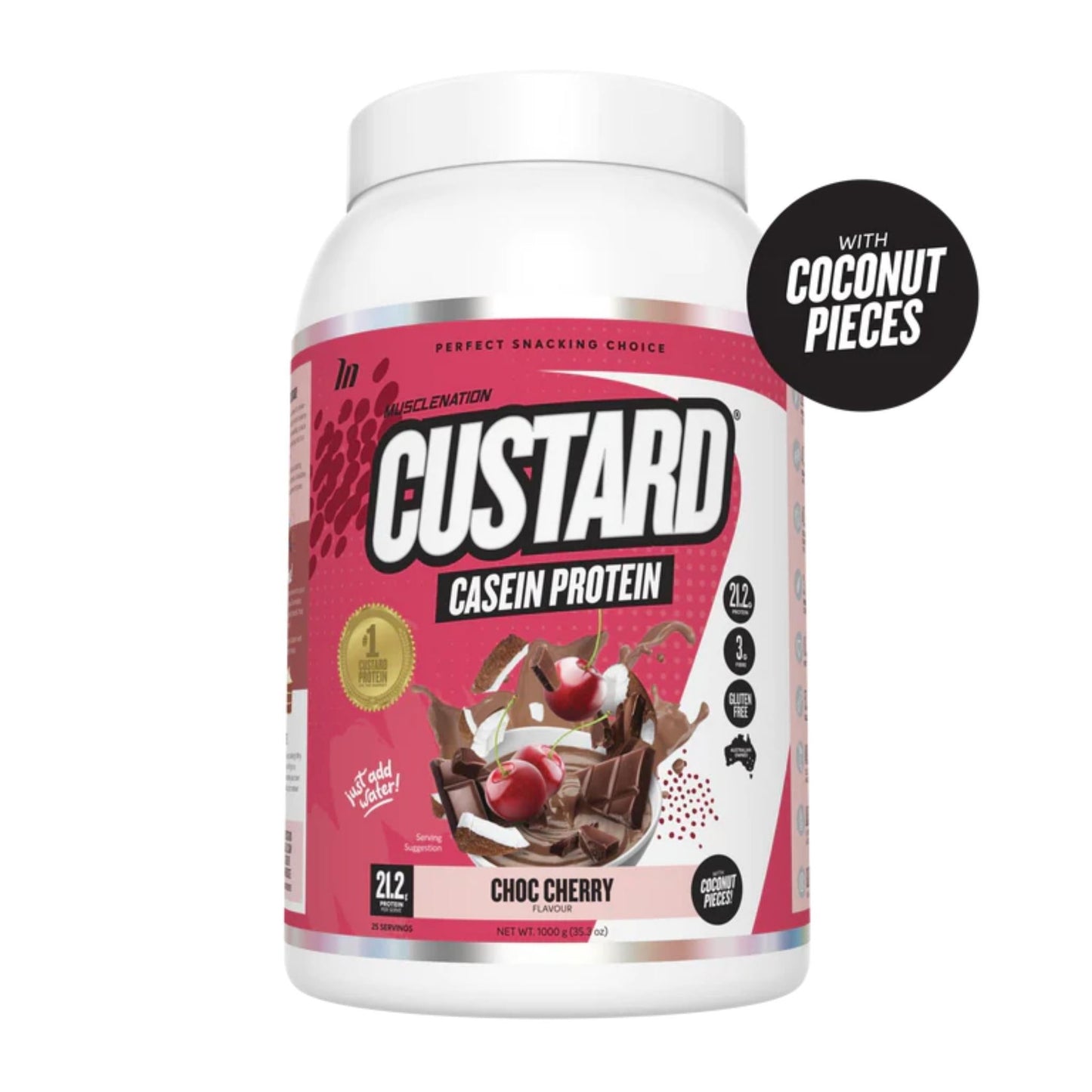 Muscle Nation - Custard Casein Protein - Supplements - Choc Cherry - The Cave Gym