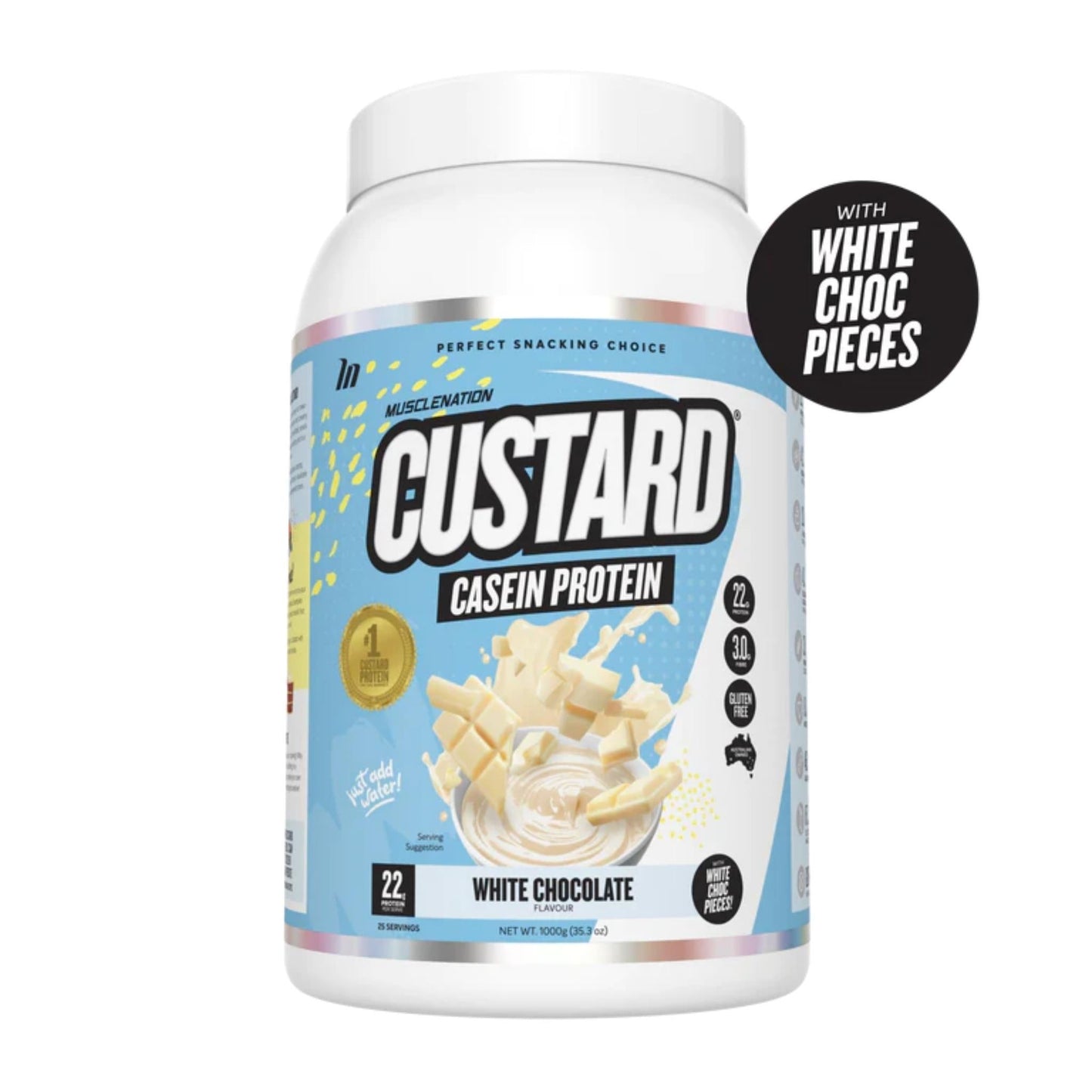 Muscle Nation - Custard Casein Protein - Supplements - White Chocolate - The Cave Gym