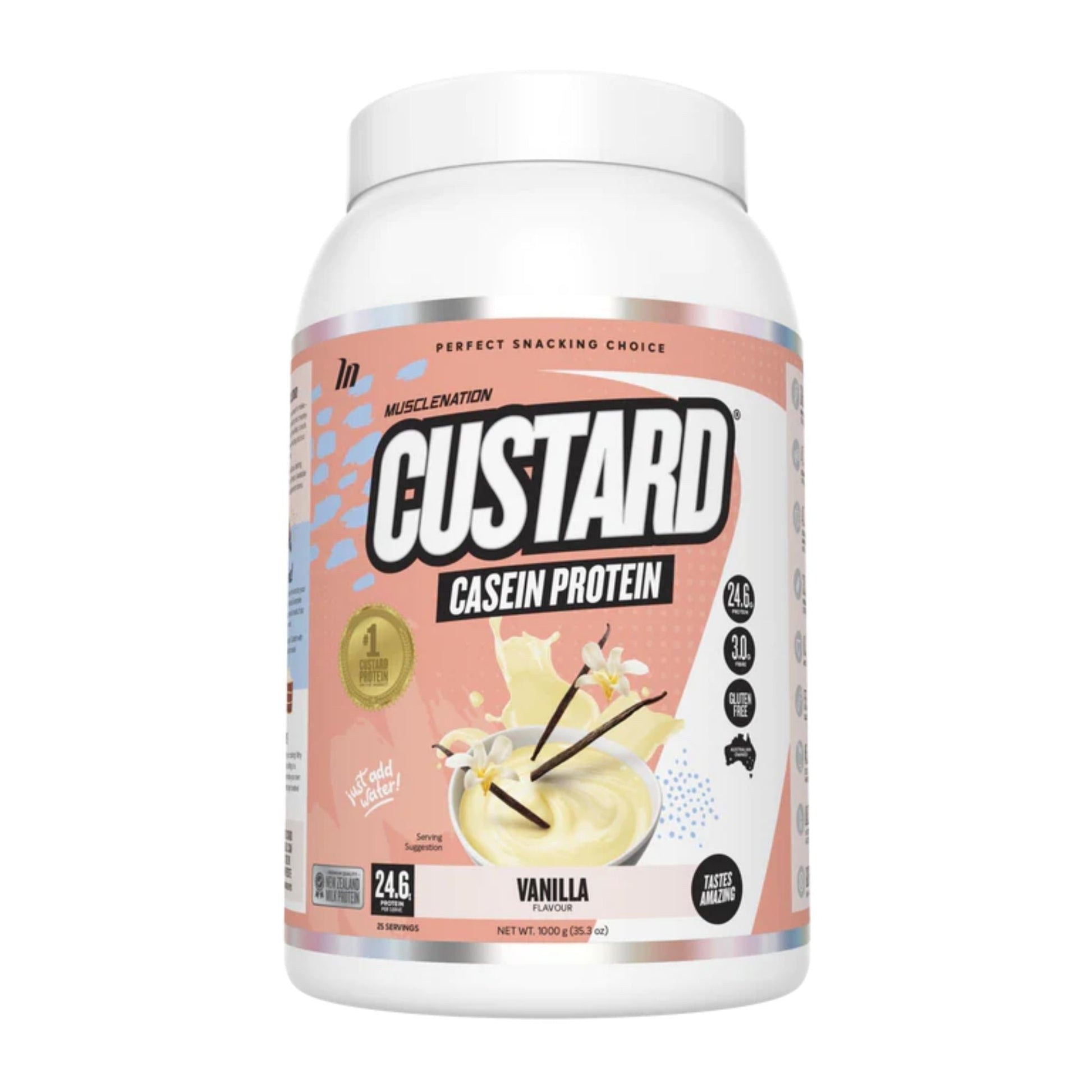 Muscle Nation - Custard Casein Protein - Supplements - Vanilla - The Cave Gym