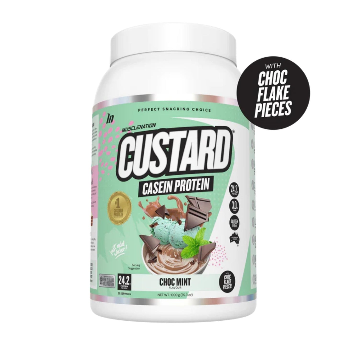 Muscle Nation - Custard Casein Protein - Supplements - Chocolate Mint - The Cave Gym