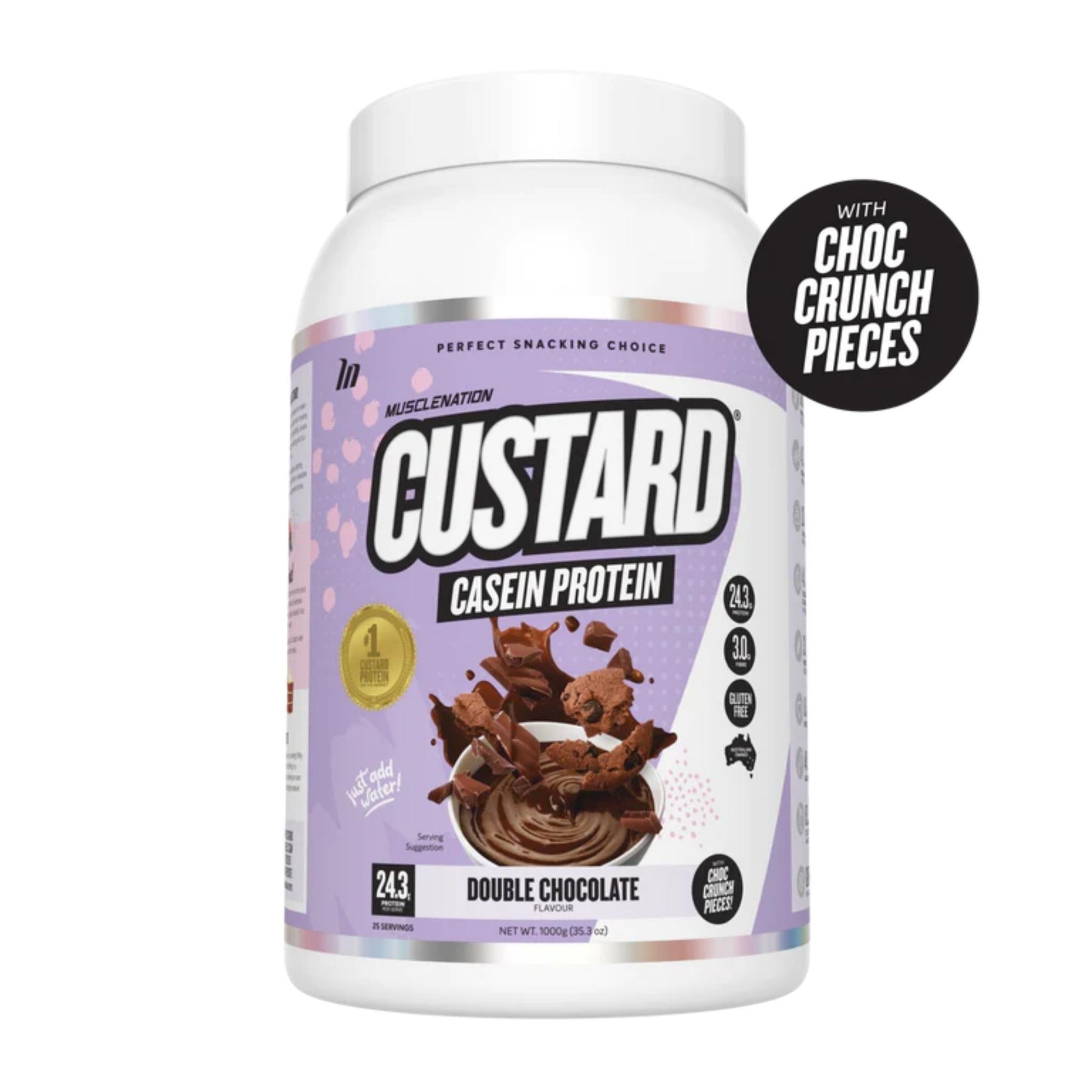 Muscle Nation - Custard Casein Protein - Supplements - Double Chocolate - The Cave Gym
