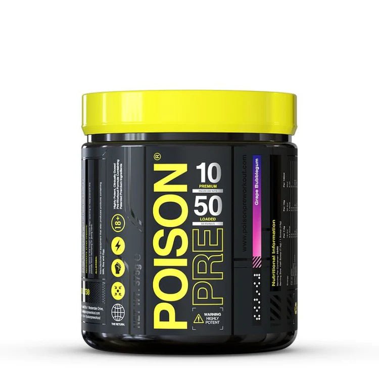 Poison - High Performance Nootropic Pre-Workout 50 Serves - Supplements - Grape Bubblegum - The Cave Gym