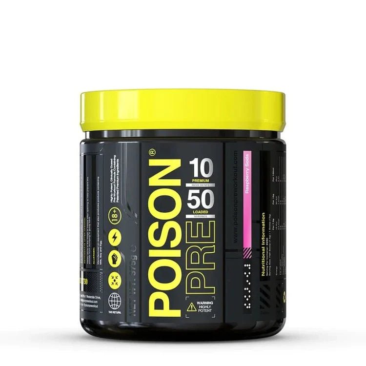 Poison - High Performance Nootropic Pre-Workout 50 Serves - Supplements - Raspberry Soda - The Cave Gym