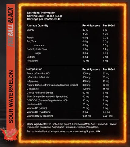 Red Dragon Nutritionals - Fireball Black Thermogenic - Supplements - 40 Serves - The Cave Gym
