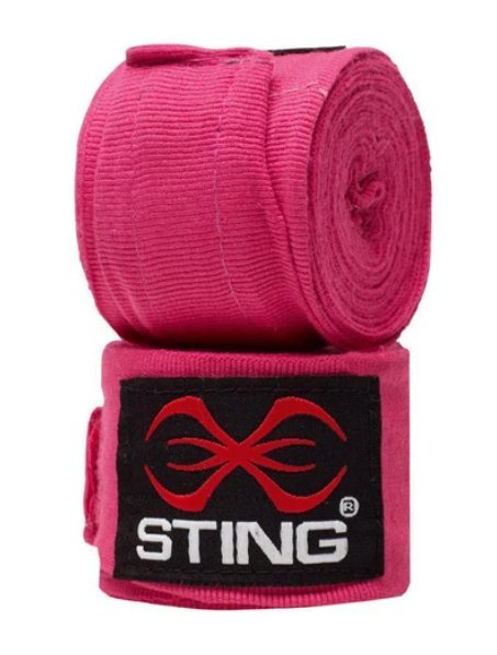 Sting Elasticised Hand Wraps 4.5m - Training Accessories - Pink - The Cave Gym