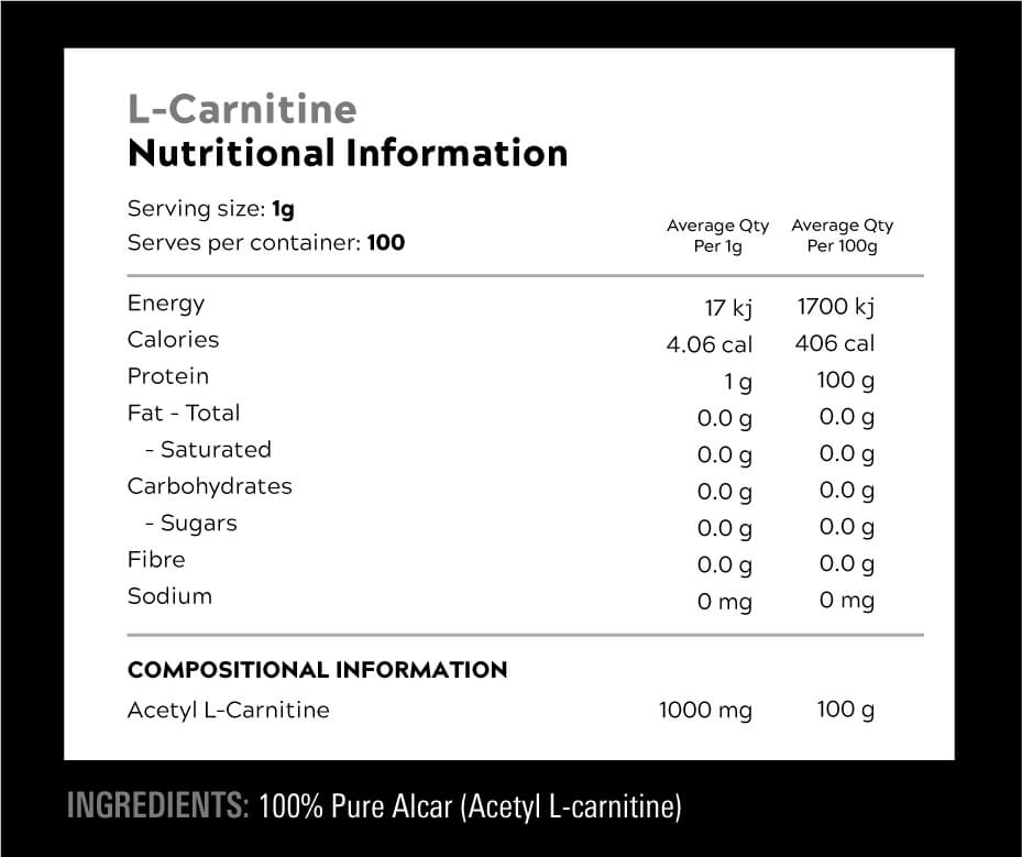 Switch Nutrition - Acetyl L-Carnitine 100 Serves - Supplements - The Cave Gym