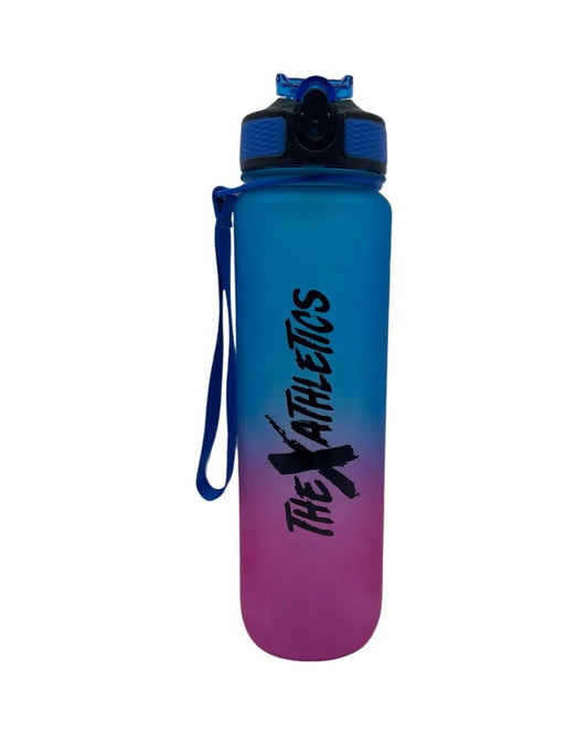 The X Athletics - Pop Top Bottle with Straw 1L - Merchandise - Blue & Pink - The Cave Gym