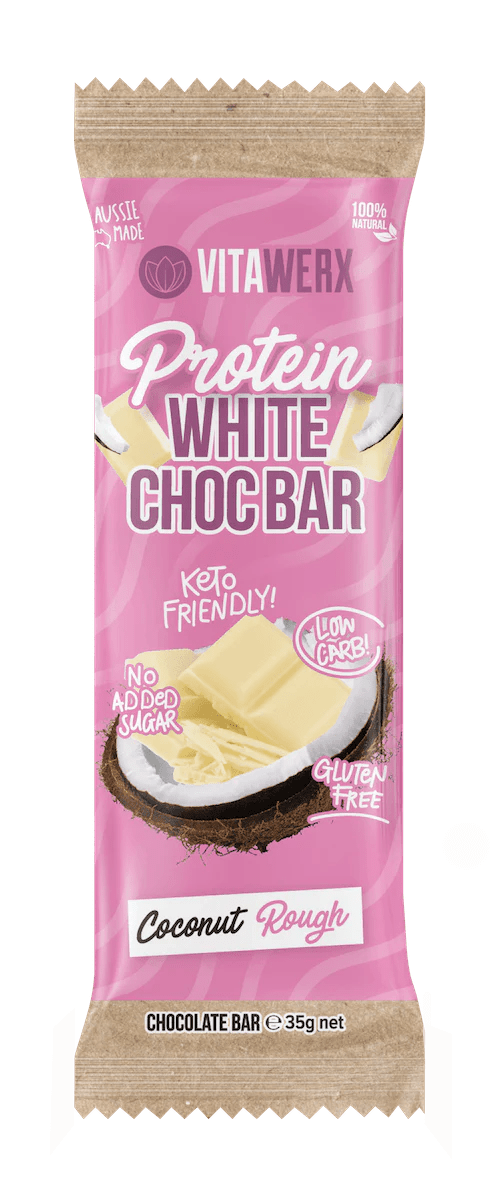 Vitawerx Protein Chocolate Bar 35g - Cafe - White Choc Coconut Rough - The Cave Gym