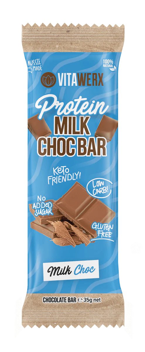 Vitawerx Protein Chocolate Bar 35g - Cafe - Milk Choc Quinoa Puff - The Cave Gym
