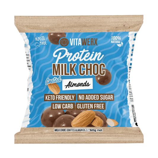 Vitawerx Protein Chocolate Coated Treats 60g - Cafe - Milk Chocolate Almonds - The Cave Gym