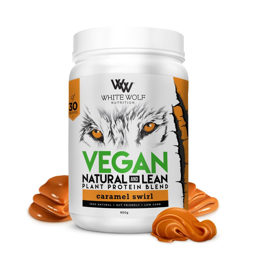 White Wolf Natural & Lean Vegan Protein 900g - Supplements - Caramel Swirl - The Cave Gym