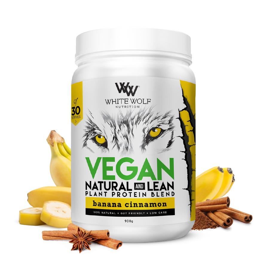 White Wolf Natural & Lean Vegan Protein 900g - Supplements - Banana Cinnamon - The Cave Gym