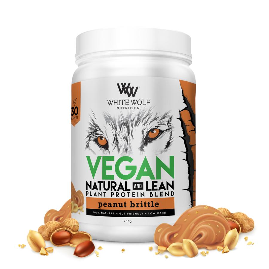 White Wolf Natural & Lean Vegan Protein 900g - Supplements - Peanut Brittle - The Cave Gym