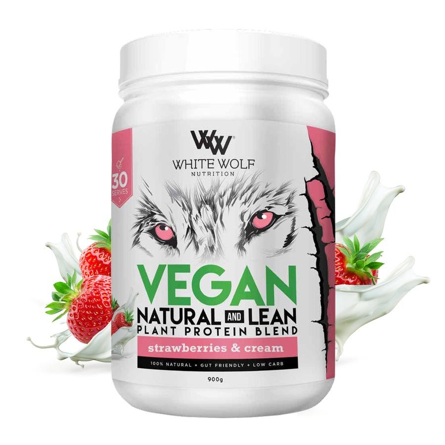 White Wolf Natural & Lean Vegan Protein 900g - Supplements - Strawberries & Cream - The Cave Gym