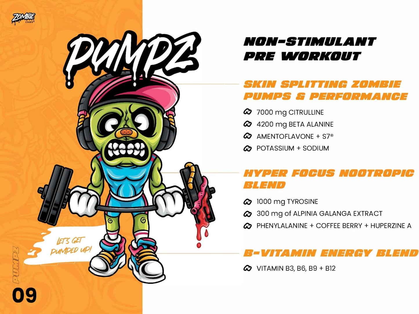 Zombie Labs - Pumpz Pre-Workout - Supplements - 40 Serves/400g - The Cave Gym